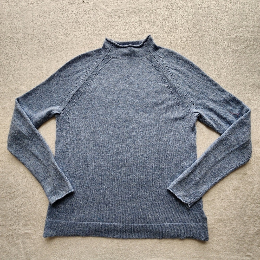 Gap Merino Wool Blend Knit Sweater Womens Large Blue Heather Soft Winter Cozy - Picture 4 of 15